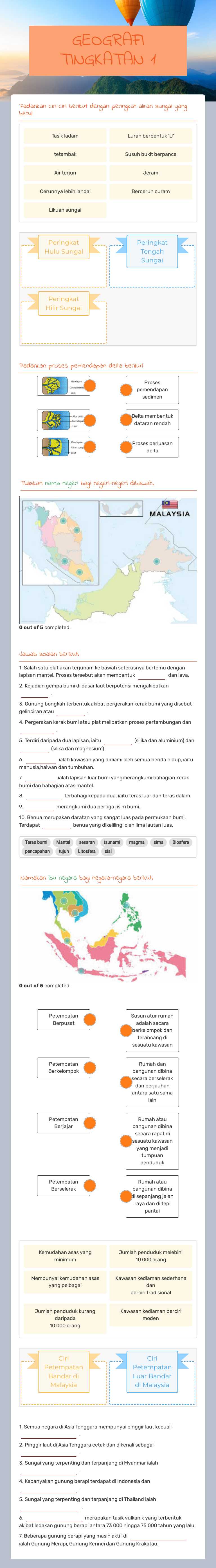 GEOGRAFI TINGKATAN 1 worksheet preview image