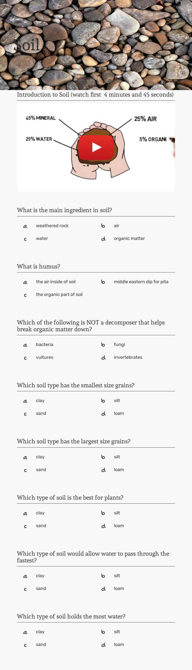 Soil Grade 8 worksheet preview