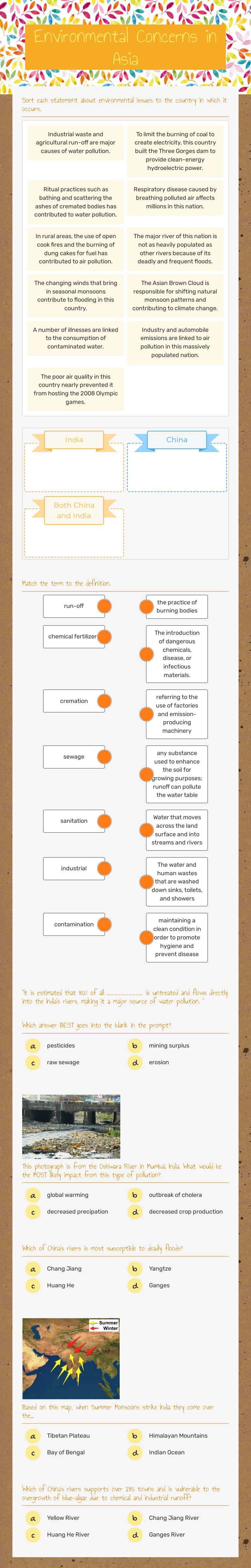 Environmental Concerns in Asia worksheet preview image