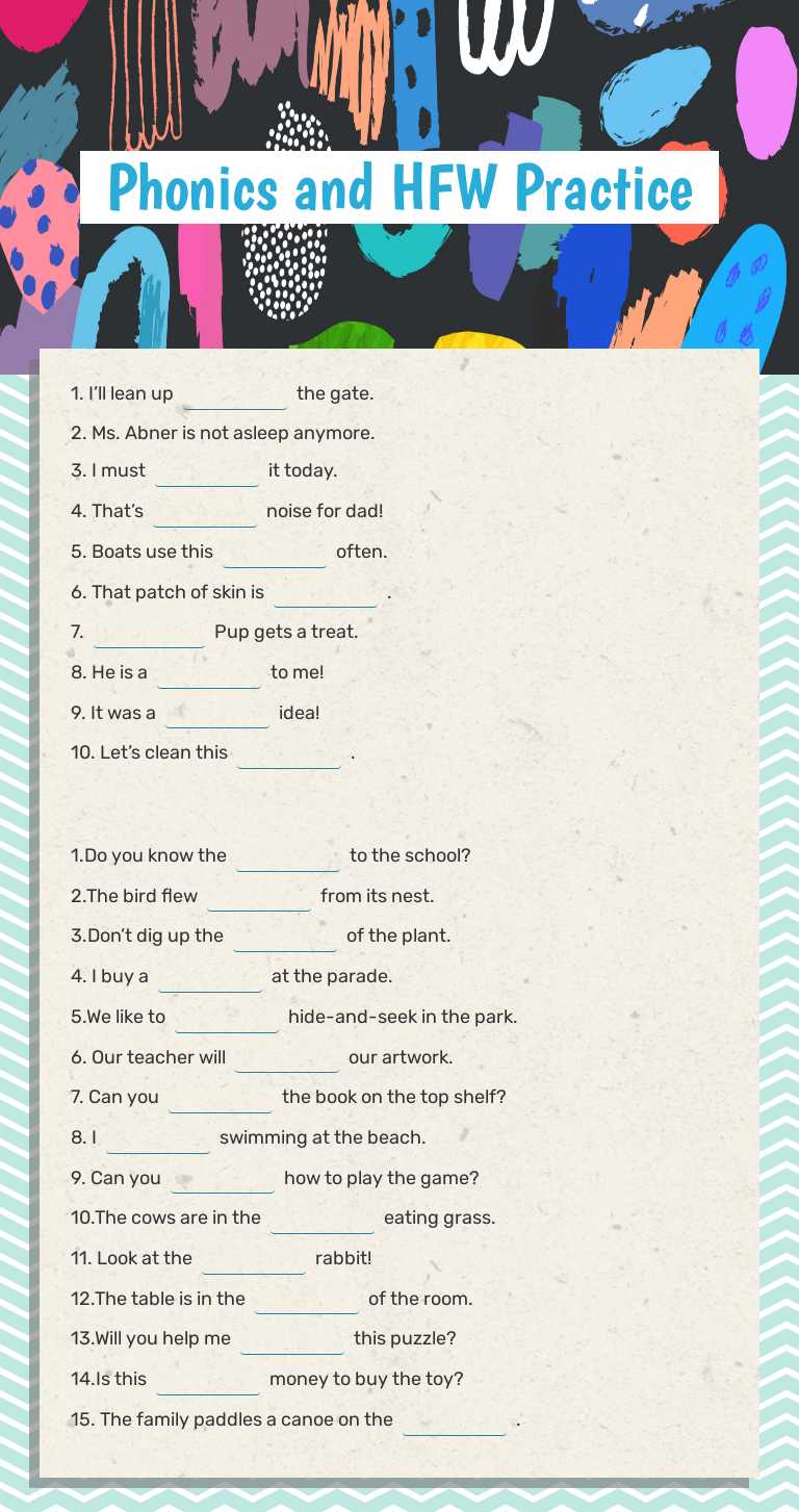 Phonics and HFW Practice worksheet preview image
