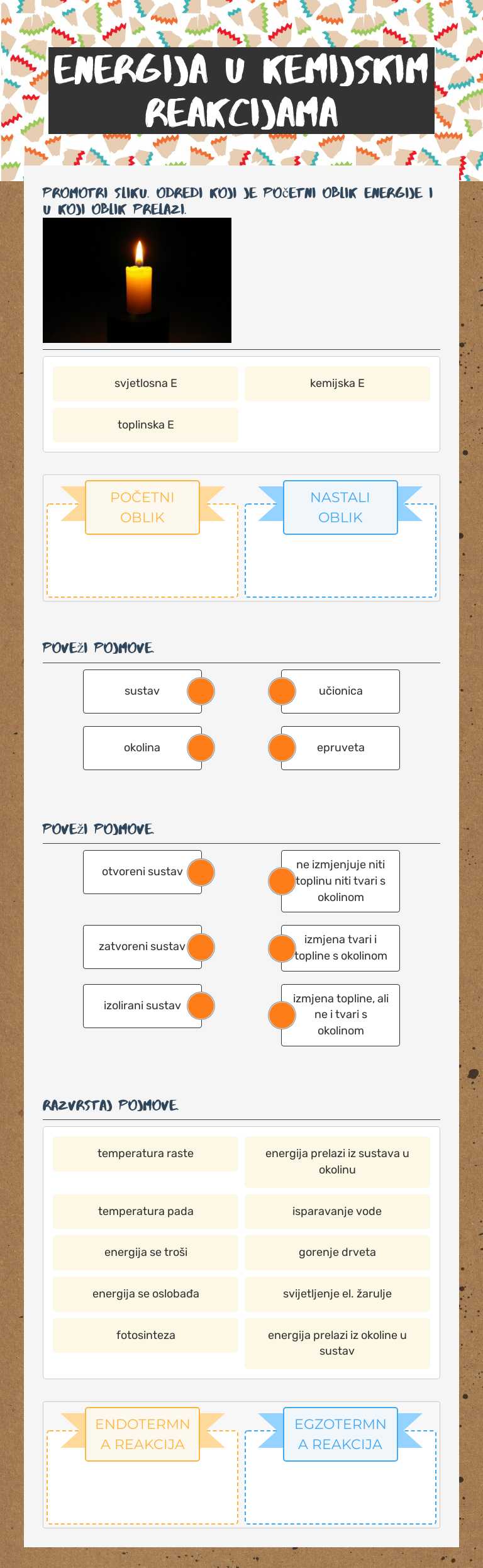 ENERGIJA U KEMIJSKIM REAKCIJAMA Grade 7 worksheet preview