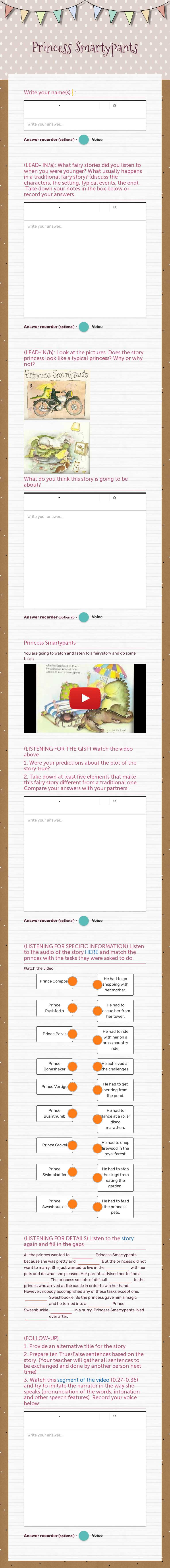 Princess Smartypants worksheet preview image