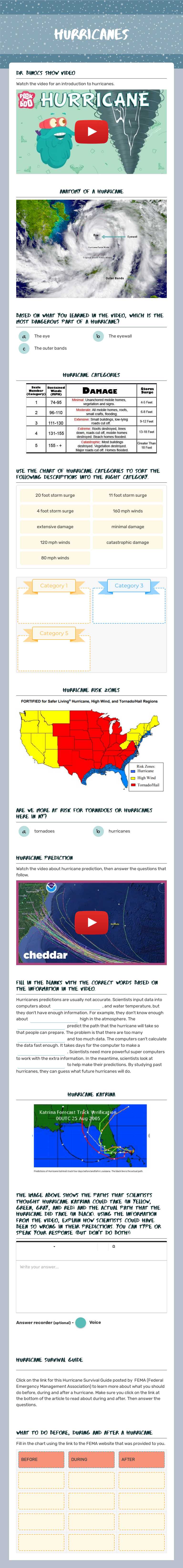Hurricanes worksheet preview image