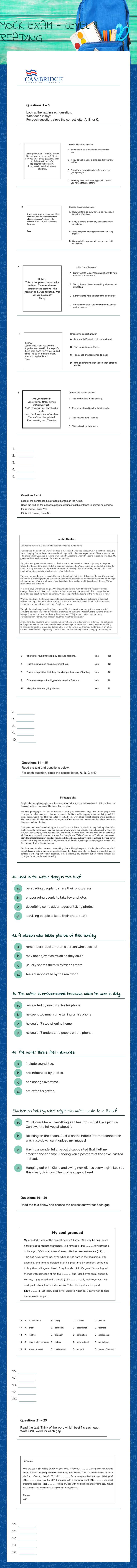 MOCK EXAM - LEVEL 9
READING worksheet preview