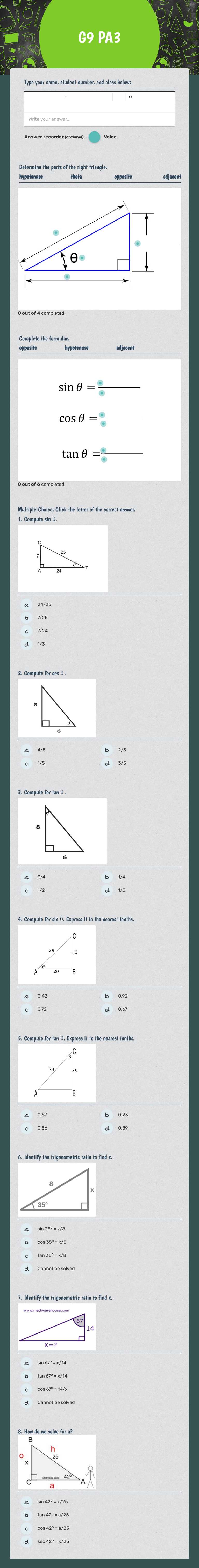 G9 PA3 worksheet preview image