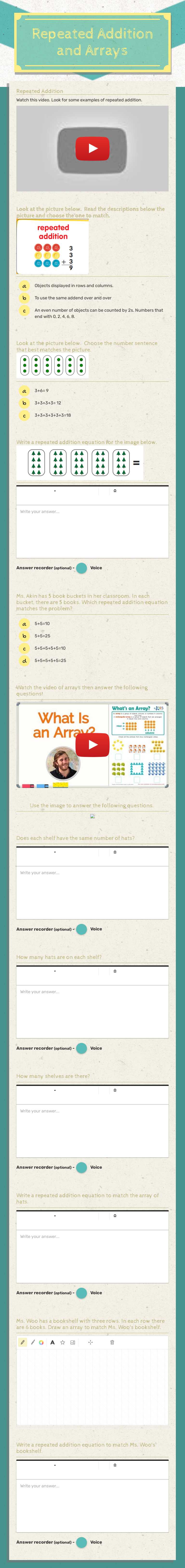 Repeated Addition
and
Arrays worksheet preview image