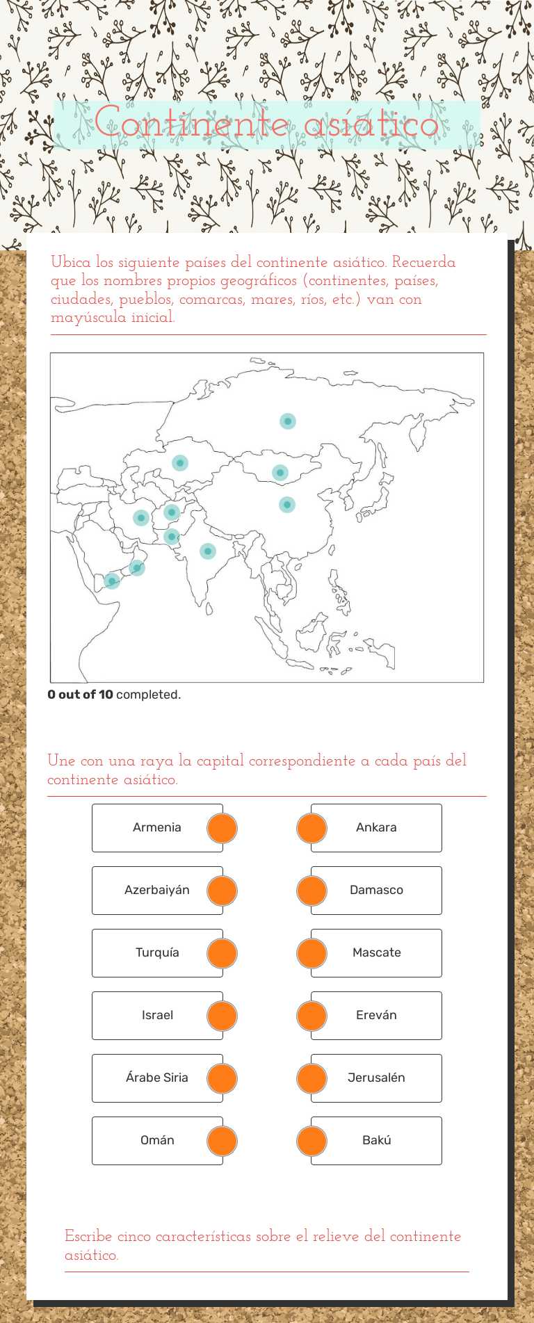 Continente asíatico worksheet preview image