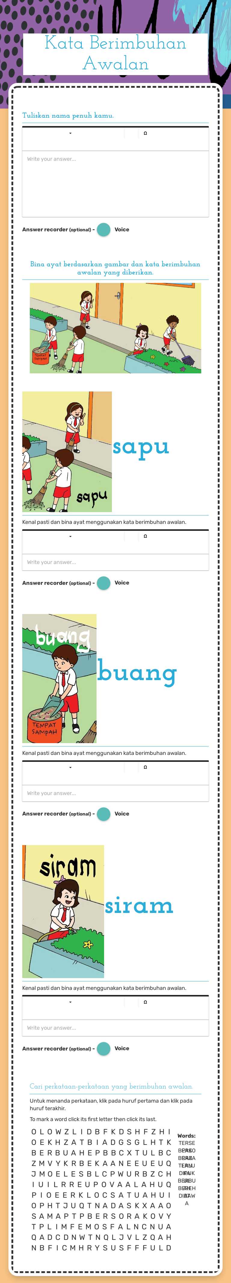 Kata Berimbuhan Awalan worksheet preview image