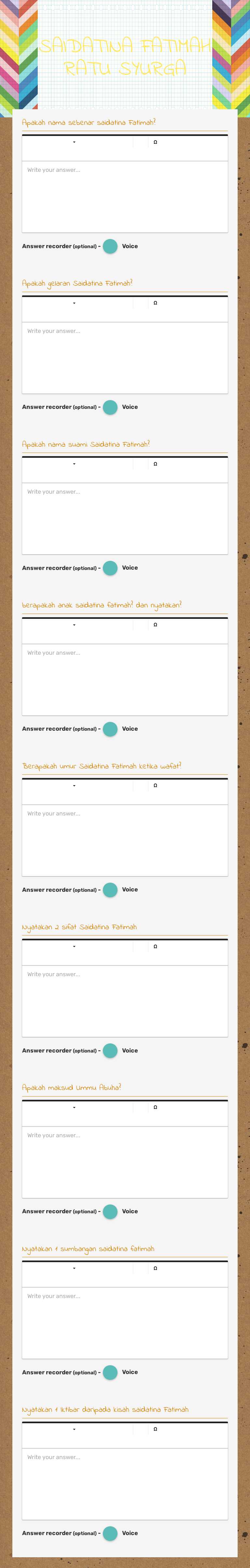 SAIDATINA FATIMAH RATU SYURGA worksheet preview