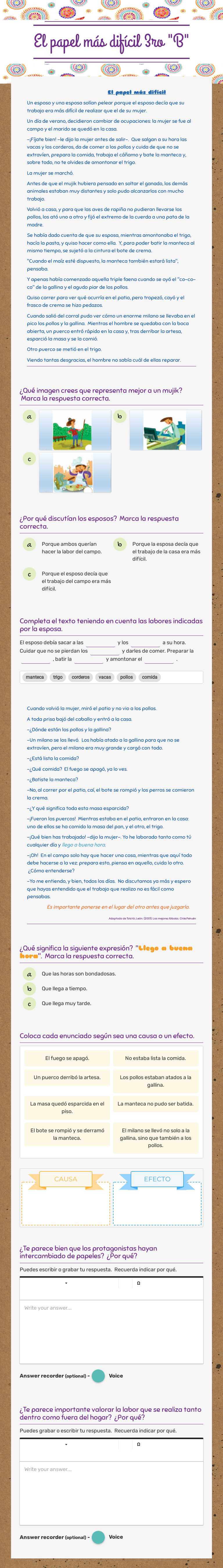El papel más difícil
3ro "B" worksheet preview image