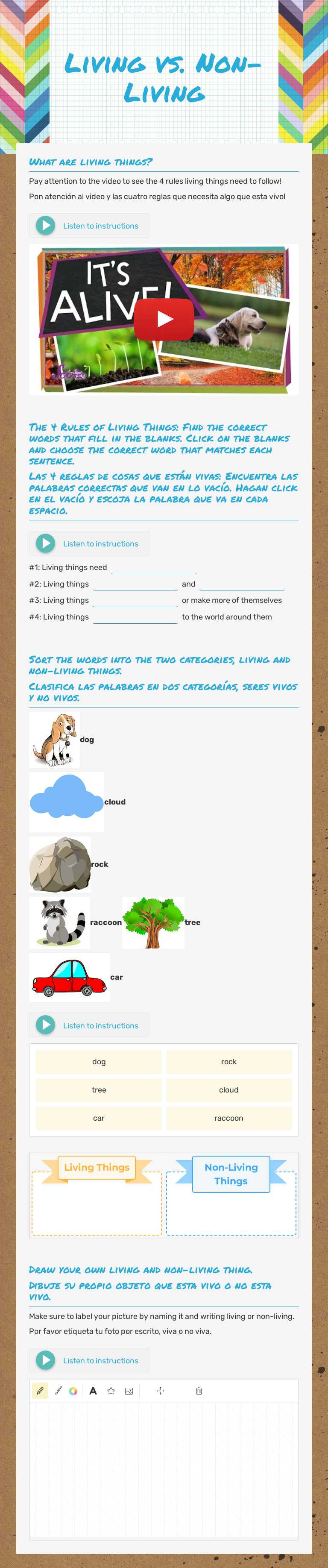 Living vs. Non-Living Preschool worksheet preview
