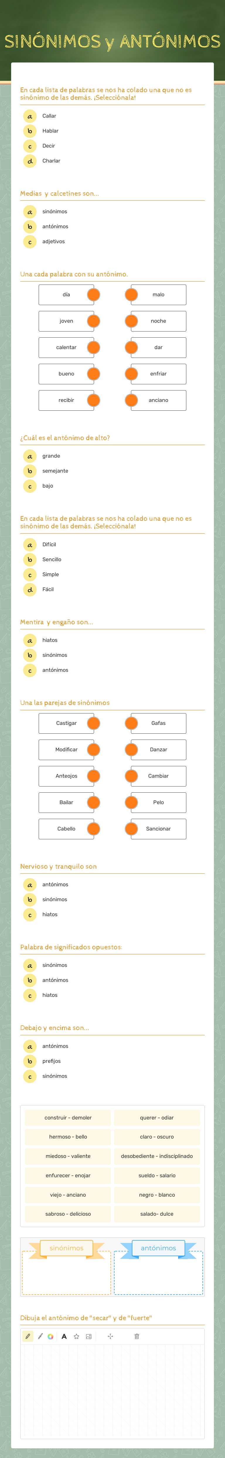 SINÓNIMOS y ANTÓNIMOS worksheet preview image
