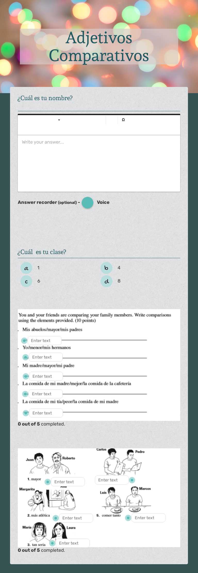 Adjetivos Comparativos worksheet preview image