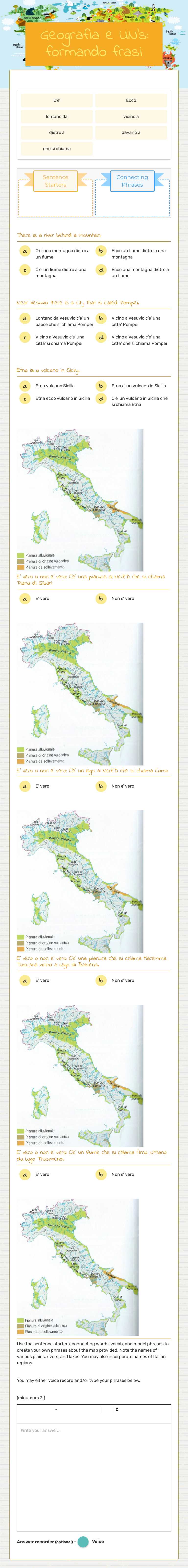 Geografia e UN's: formando frasi worksheet preview image