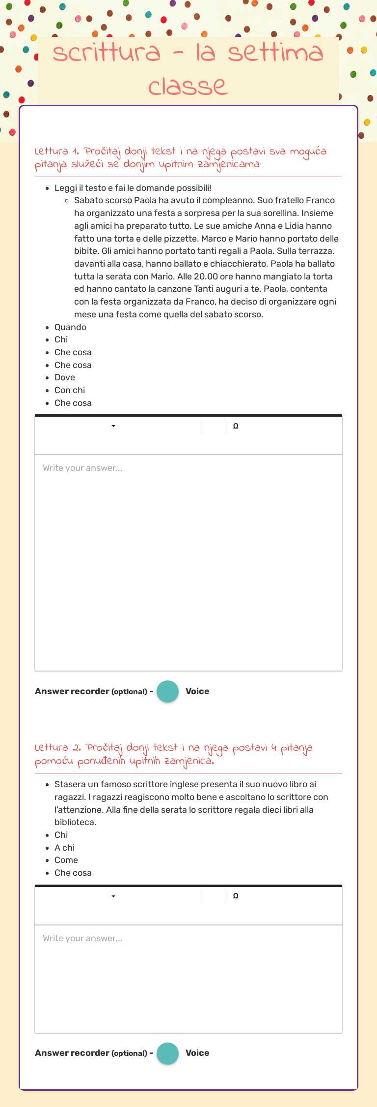 scrittura - la settima classe Grade 7 worksheet preview