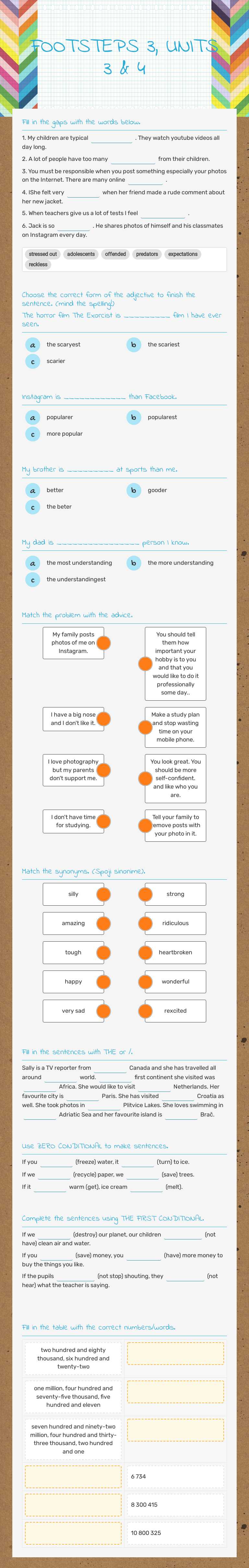 FOOTSTEPS 3, UNITS 3 & 4 worksheet preview image