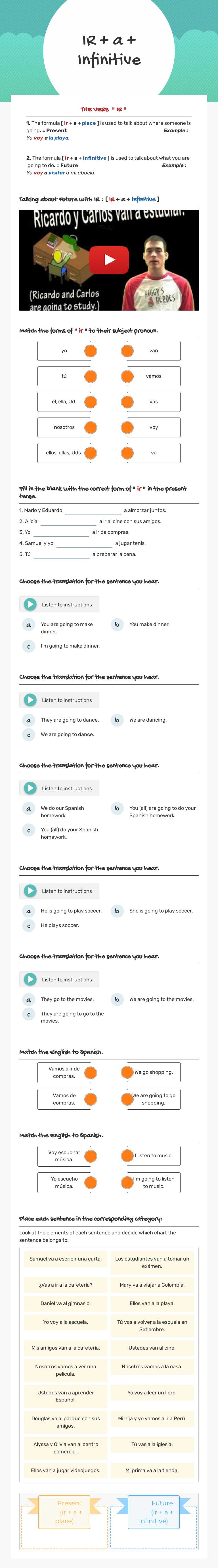 IR + a + Infinitive worksheet preview image