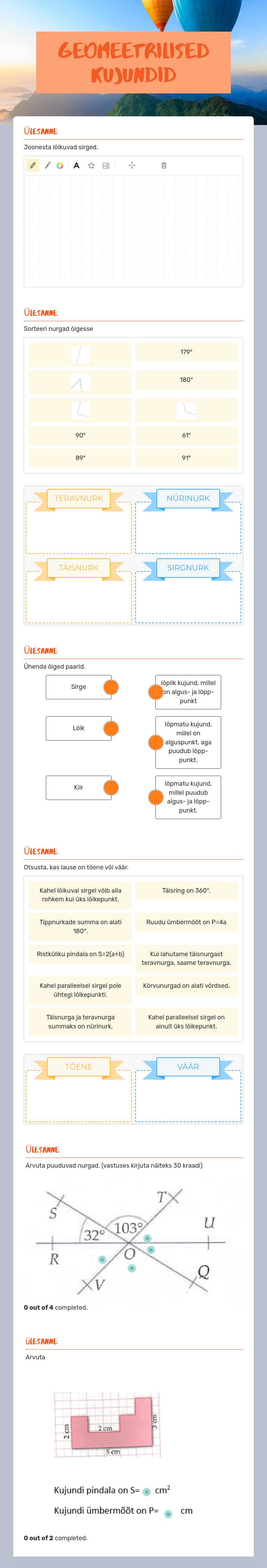 geomeetrilised kujundid Grade 5 worksheet preview