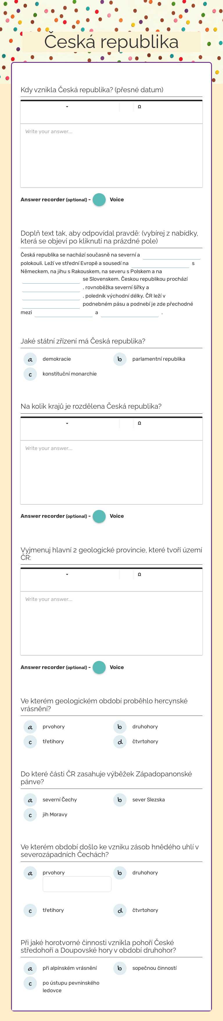 Česká republika worksheet preview image