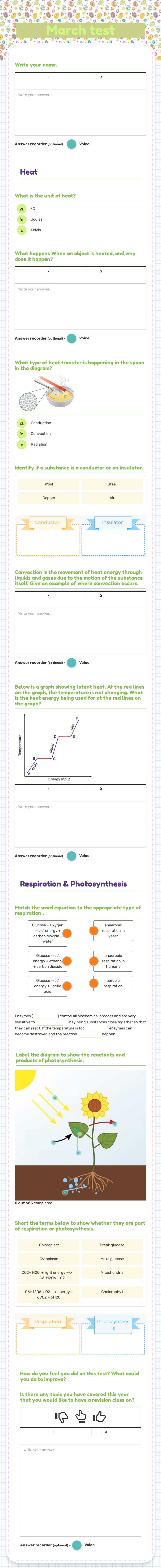 March test worksheet preview image