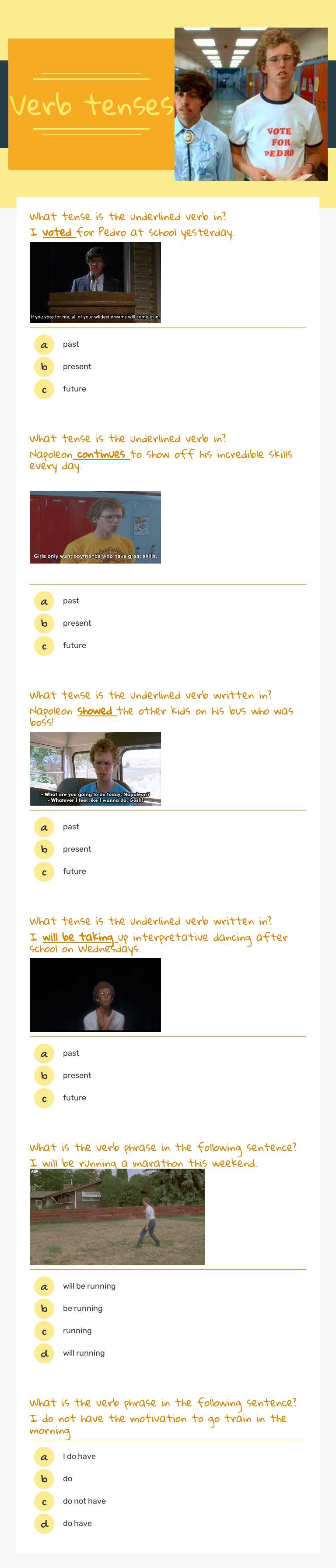 Verb tenses worksheet preview image