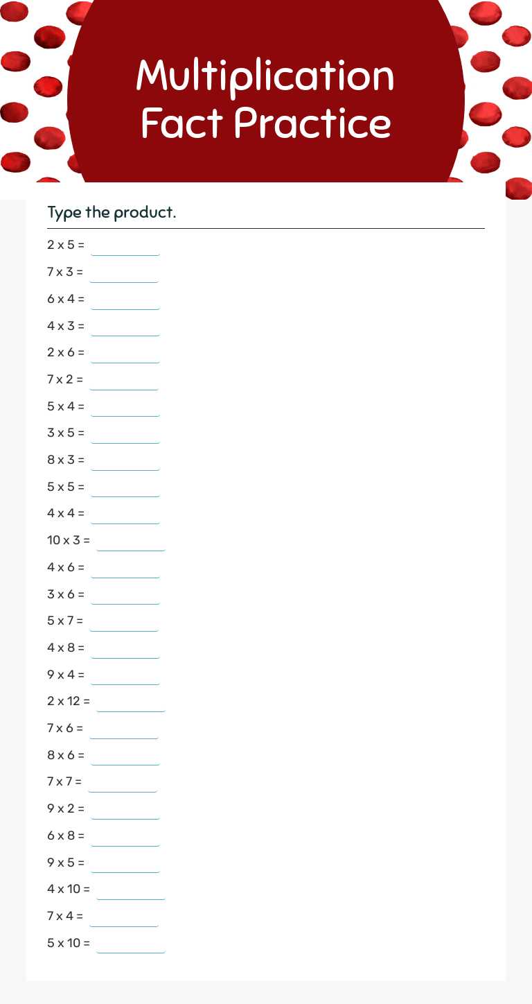Multiplication Fact Practice Grade 3 worksheet preview