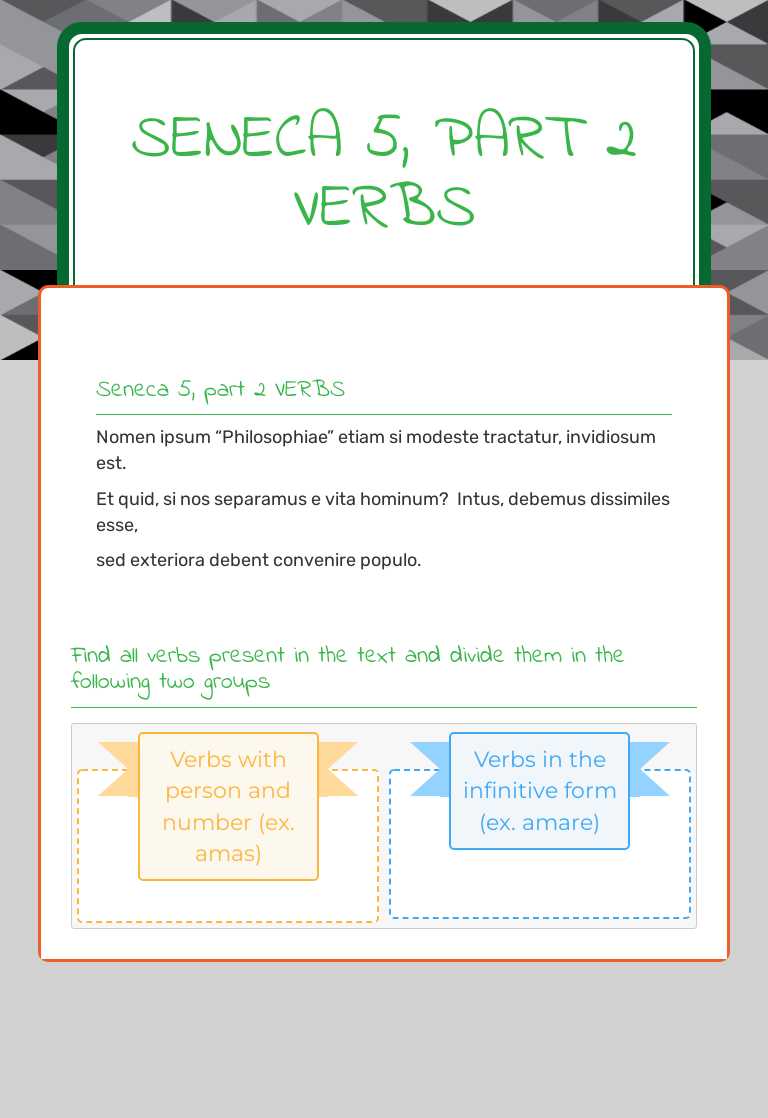 Seneca 5, part 2 VERBS worksheet preview image