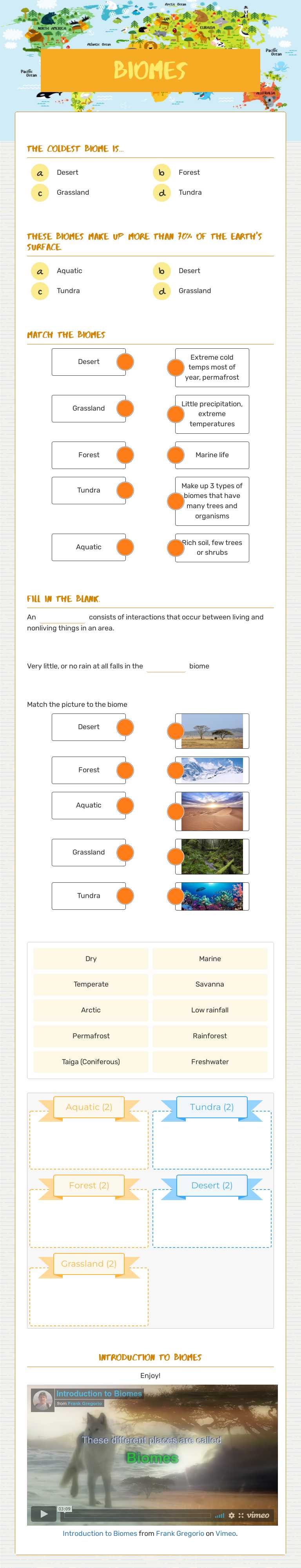 Biomes worksheet preview image