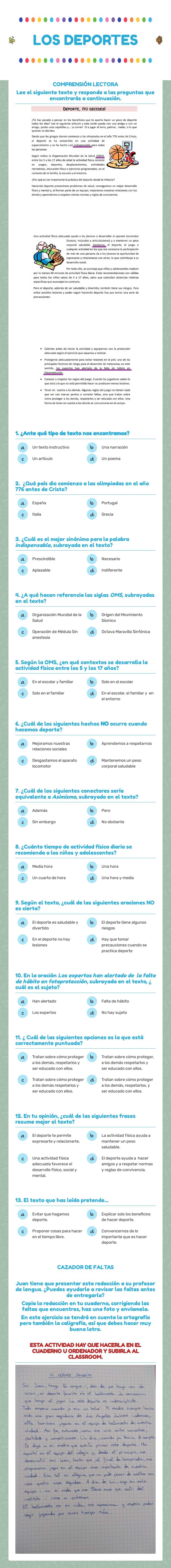 LOS DEPORTES worksheet preview image