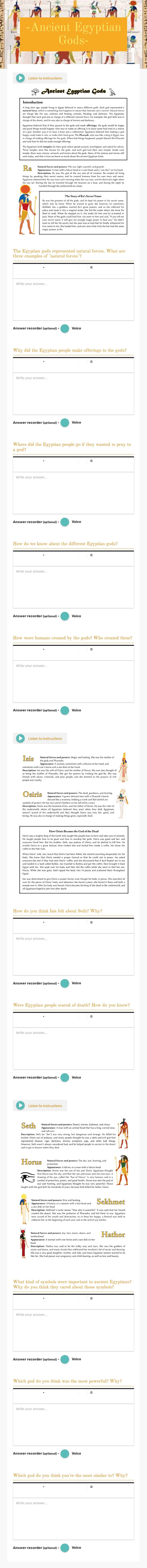 -Ancient Egyptian Gods- worksheet preview image