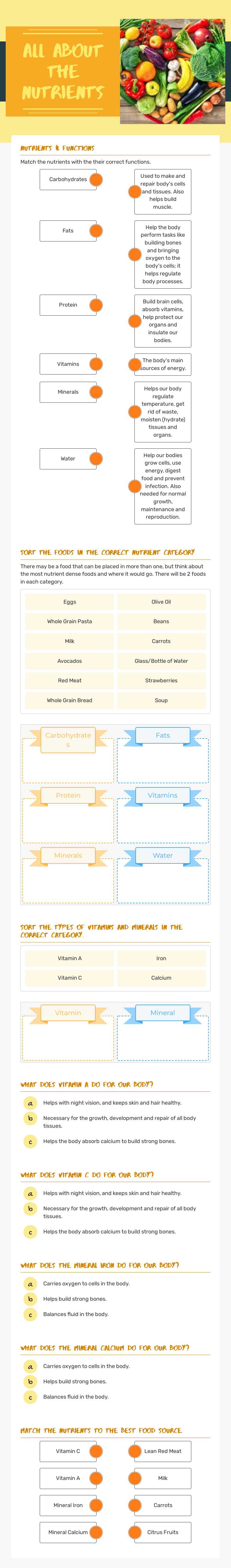 All about the Nutrients worksheet preview image
