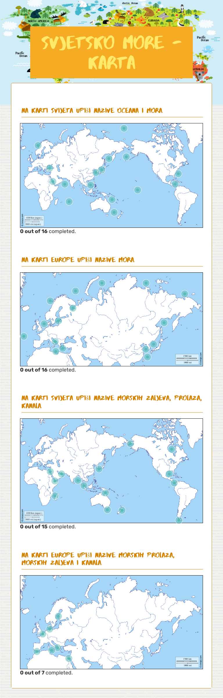 Svjetsko more - karta worksheet preview image