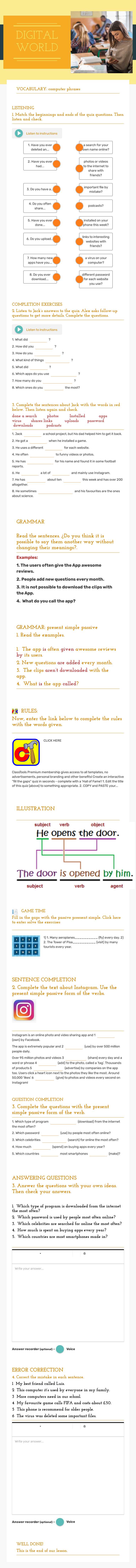 DIGITAL WORLD worksheet preview image