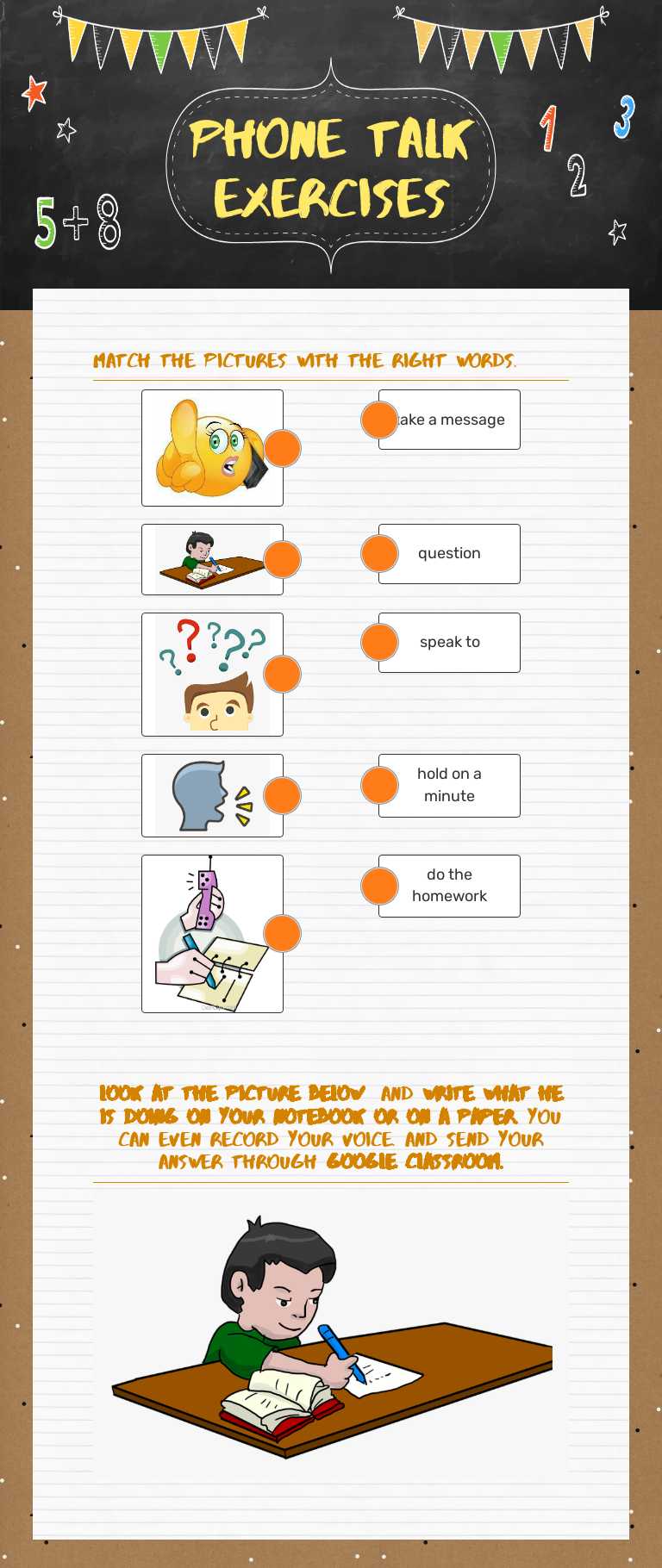 PHONE TALK EXERCISES worksheet preview image