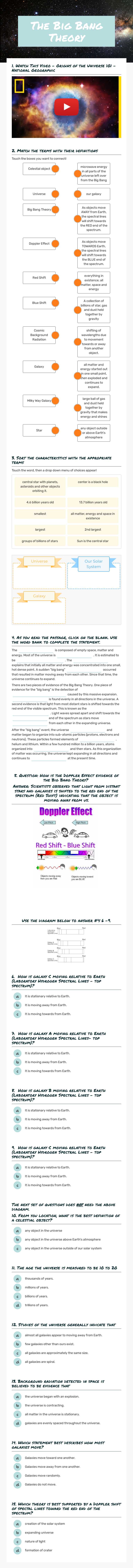 The Big Bang Theory worksheet preview image