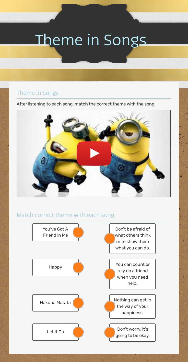 Theme in Songs worksheet preview image
