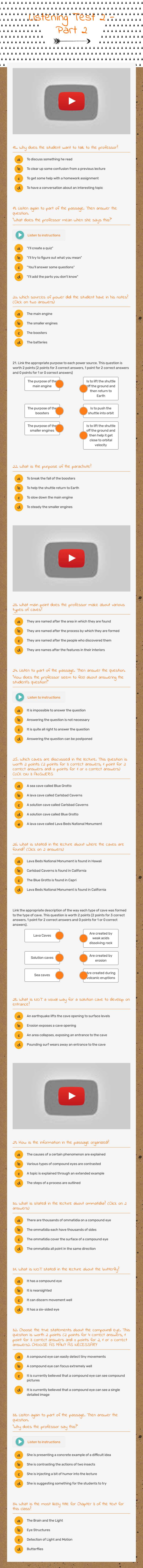 Listening Test 2 - Part 2 worksheet preview image