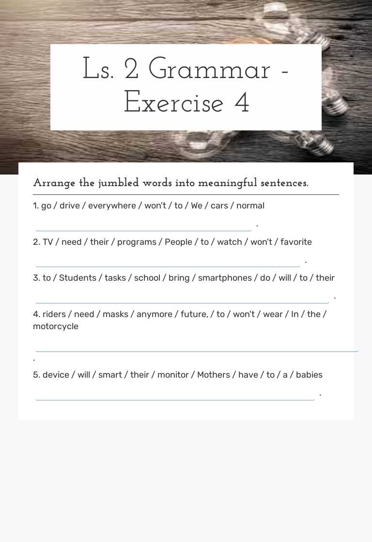 Ls. 2 Grammar - Exercise 4 worksheet preview image