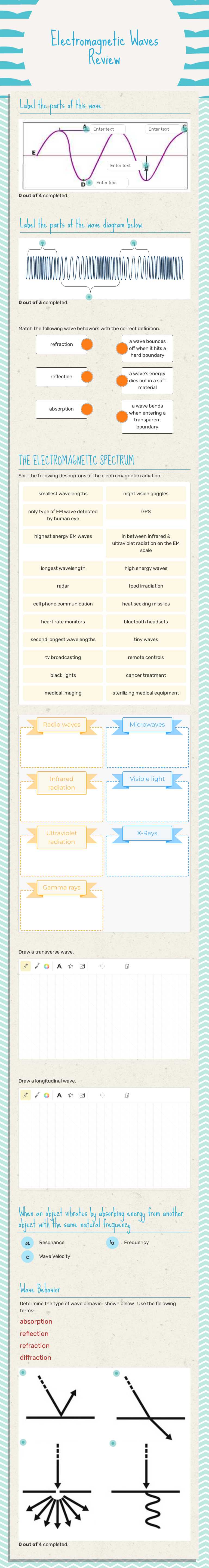Master electromagnetic waves! Review wave parts, behaviors, and the EM ...