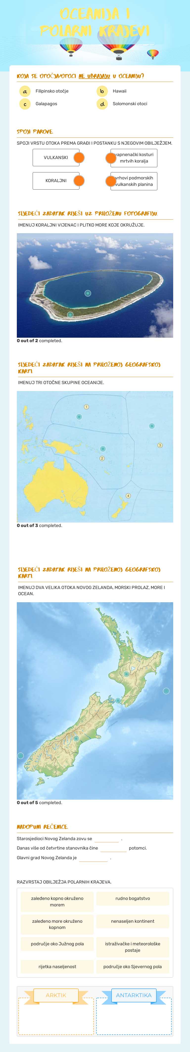 OCEANIJA I POLARNI KRAJEVI worksheet preview image
