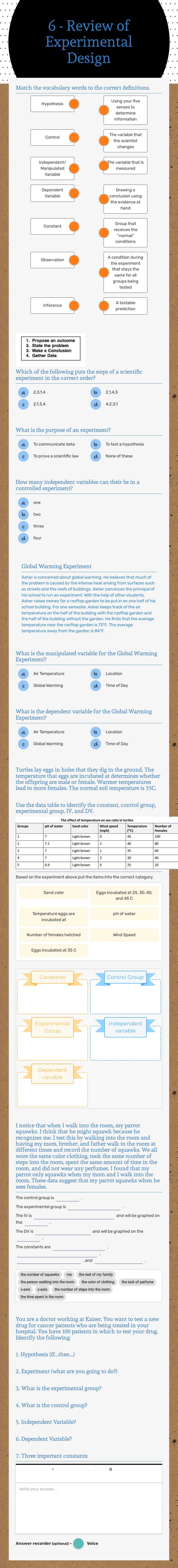 6 - Review of Experimental Design worksheet preview image