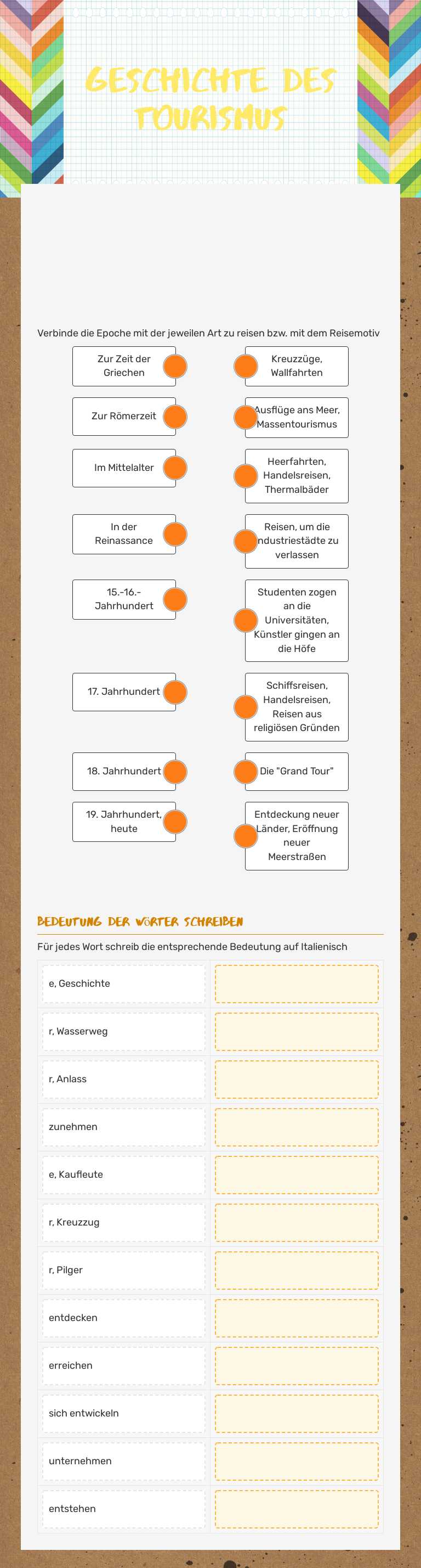 geschichte des tourismus worksheet preview image