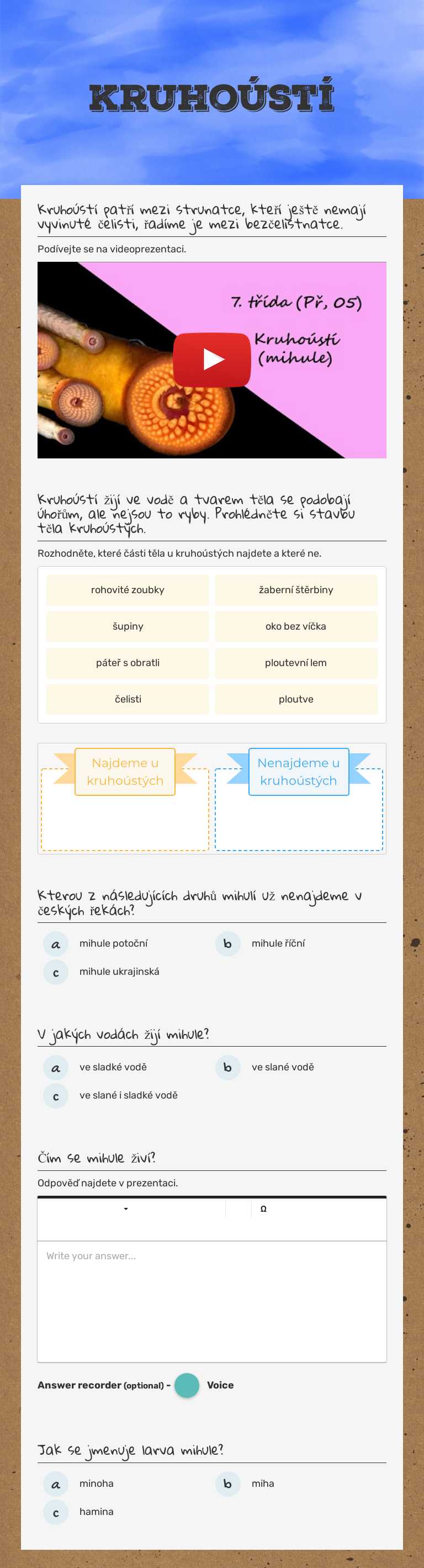 Kruhoústí worksheet preview image