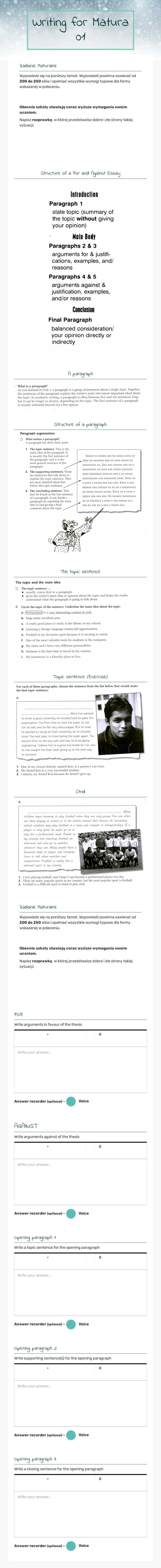 Writing for Matura 01 worksheet preview image