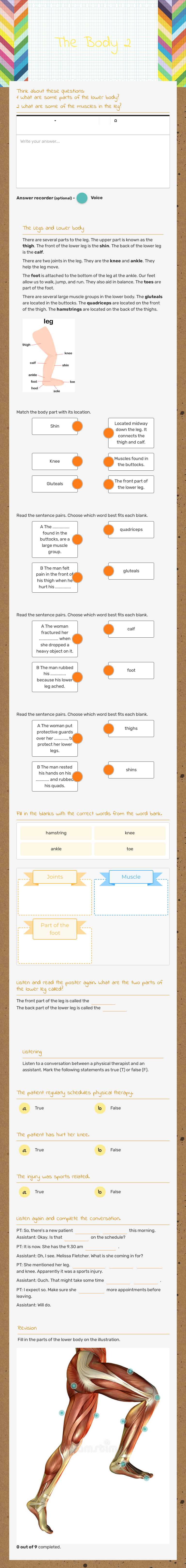 The Body 2 worksheet preview image