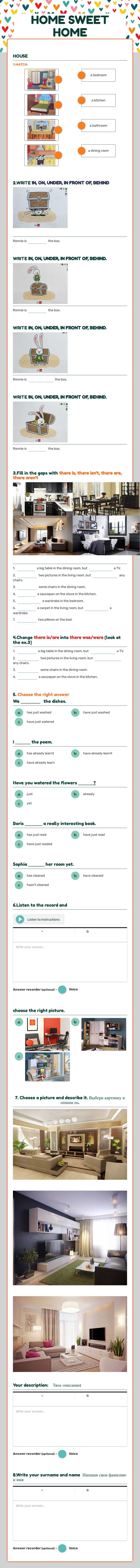 HOME SWEET HOME Grade 3 worksheet preview