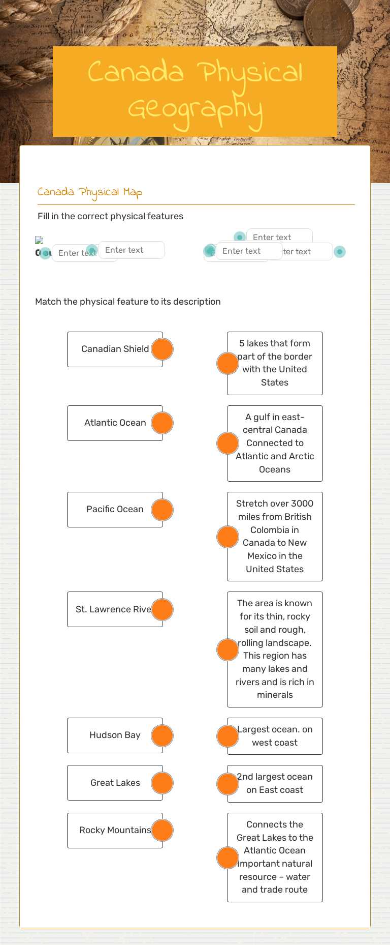 Canada Physical Geography worksheet preview image