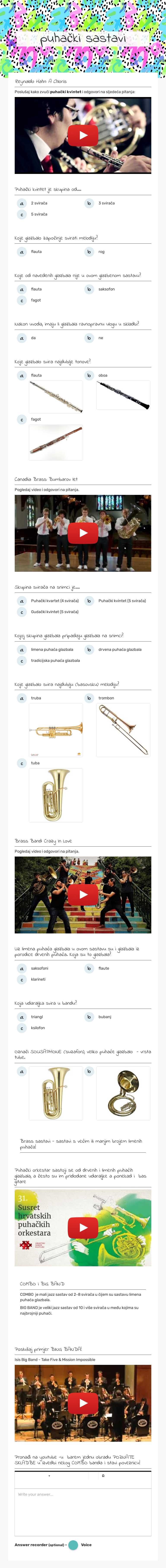 puhački sastavi worksheet preview image