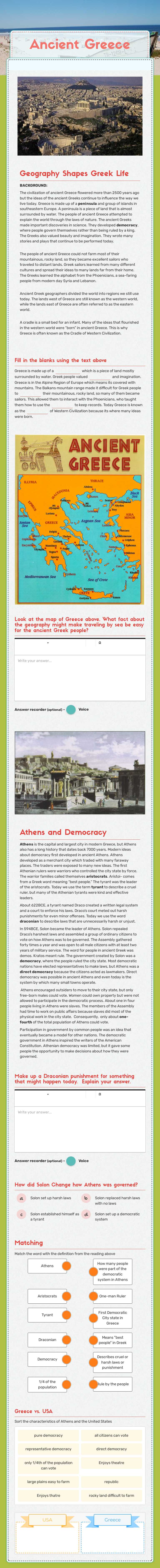 Ancient Greece worksheet preview image