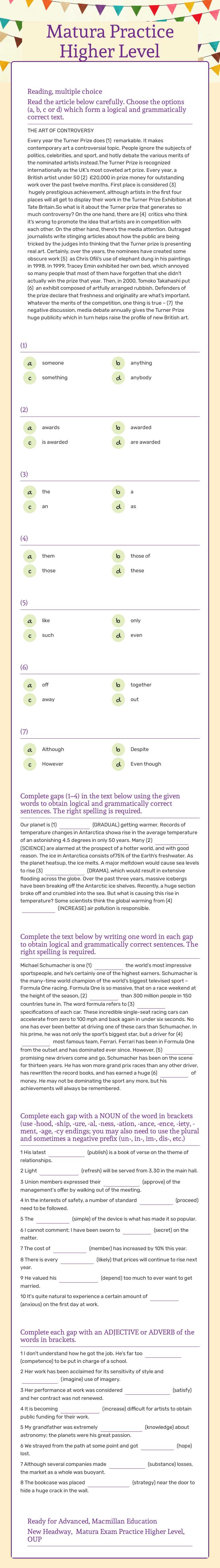 Matura Practice Higher Level Grade 11 worksheet preview